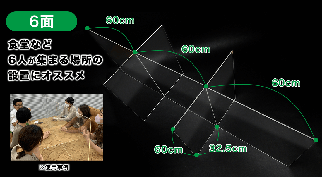 6面 飛沫防止 アクリルパーテーション