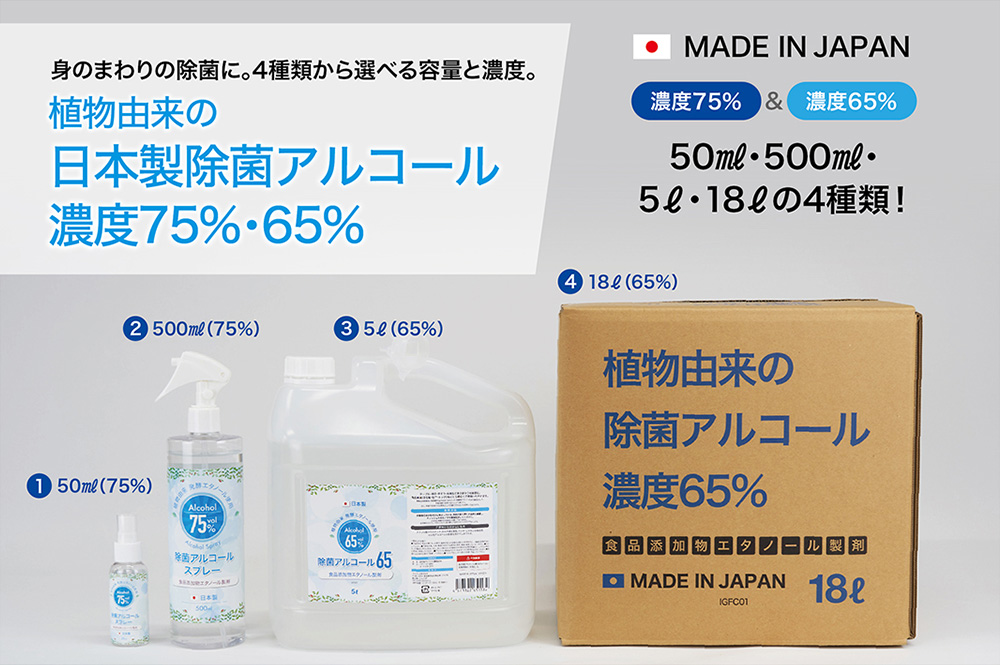 日本製除菌アルコール濃度75%・65% | コロナ対策グッズの達人